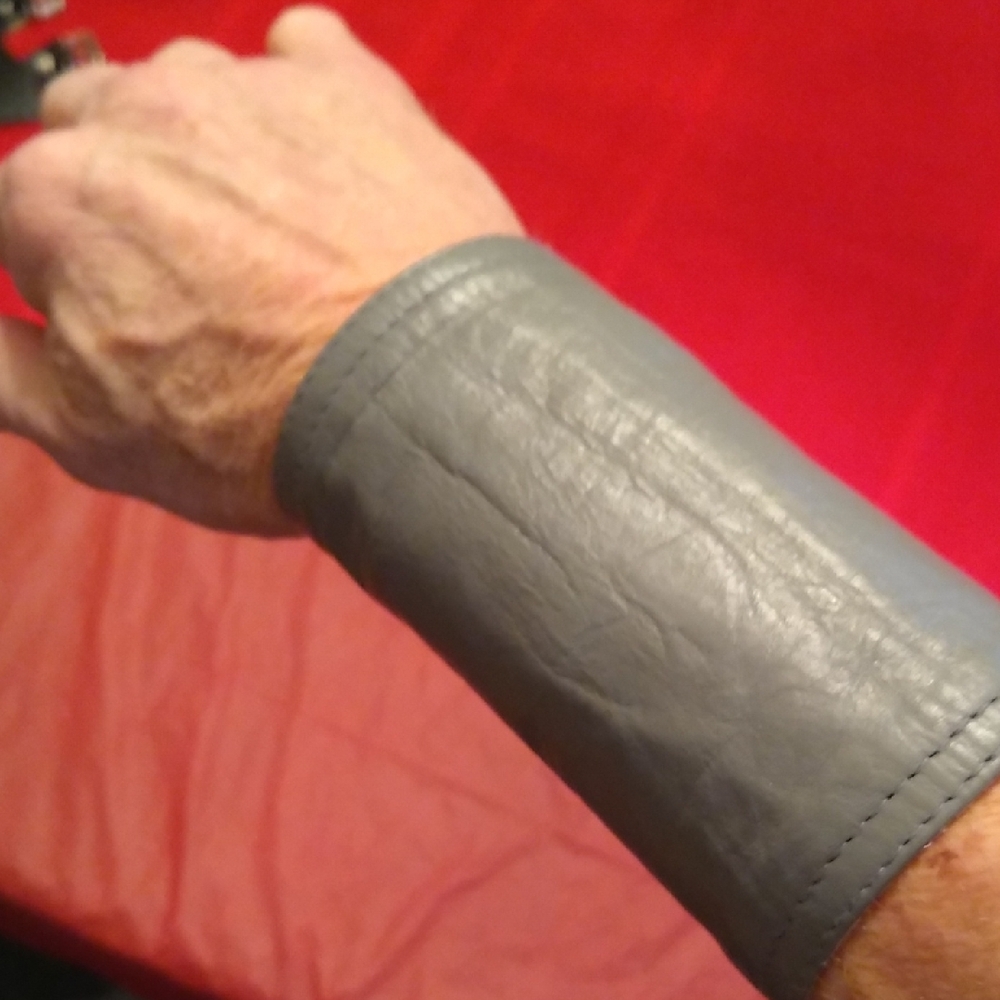 PR. Gray Leather Cuffs, #38